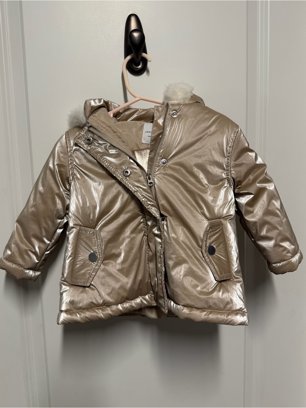 Janie and Jack Metallic Gold Puffer Jacket with Matching Leggings Set